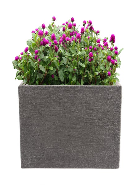 Pflanzkübel Kubus 50x50 cm groß - Granitstein-Optik in Anthrazit - Für Außen, frostsicher & wasserdicht - XXL Pflanztopf, Blumenkübel, Blumentopf für Terrasse & Balkon