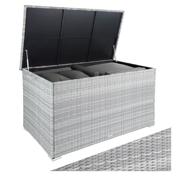 Auflagenbox tectake Oslo mit Aluminiumgestell und Rattangeflecht 145 x 82,5 x 79,5 cm