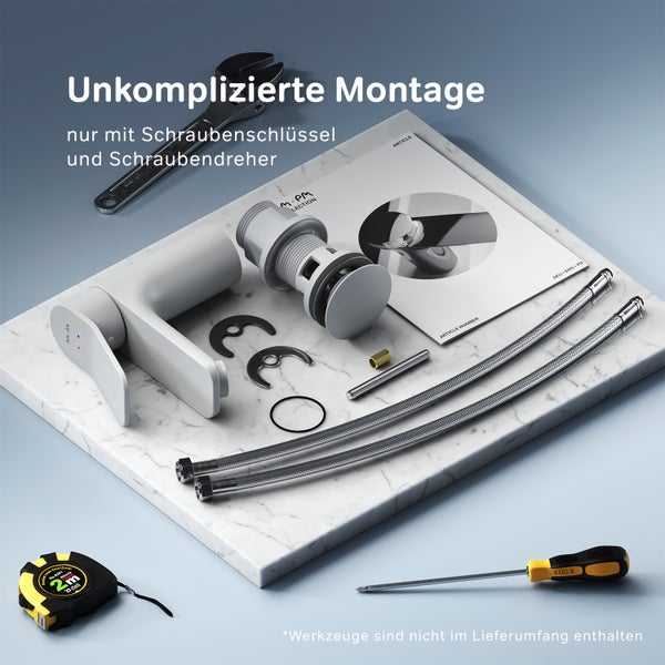 AM.PM Waschtischarmatur mit Einhebelmischer mit Klick-Ablaufgarnitur FXA82133 X-Joy  Weiß matt