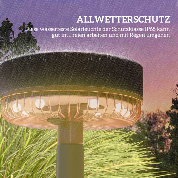 Outsunny Solarlampen, 13cm x 13cm x 39,5cm, PC+ ABS, Schwarz