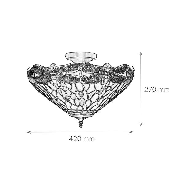 Zeichnung einer Deckenleuchte mit den Maßen 420 mm Breite und 270 mm Höhe.