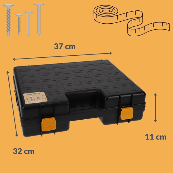 Werkzeugkoffer mit den Maßen 37 cm x 32 cm x 11 cm