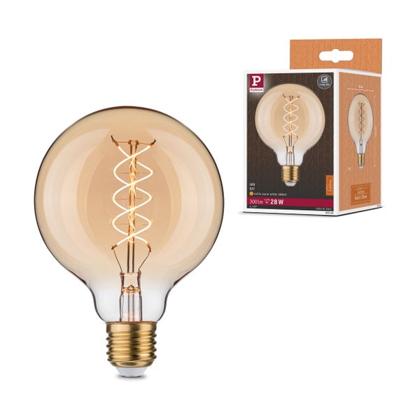 Rustic Shine Standard 230V LED Globe E27 Filament in S-Form 300lm 4,2W 1800K dimmbar Gold