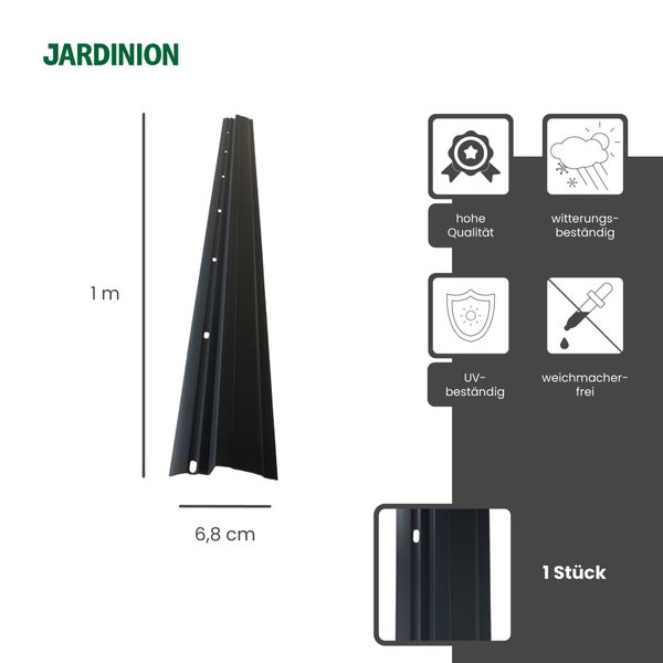 JARDINION Logo, Rasenkante 1 Meter hoch, 6,8 Zentimeter breit. Witterungsbeständig, UV-beständig, weichmacherfrei, hohe Qualität. 1 Stück.