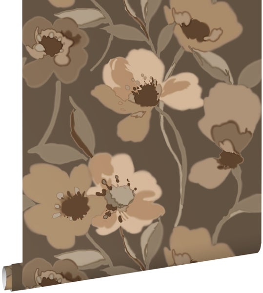 ESTAhome Tapete Blumen Beige und Braun - 50 x 900 cm - 130989