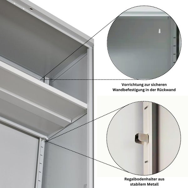 PROREGAL Stahlschrank Bee 5 Fachböden HxBxT 195 x 120 x 60 cm Pulverbeschichtetes & Verstärktes Fachbodenmaterial Grau & Grau