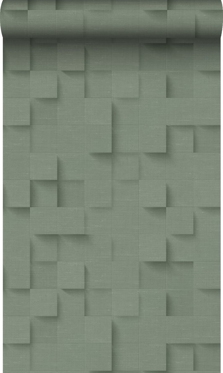 Origin Wallcoverings Tapete 3D-Würfel Graugrün - 50 x 900 cm - 347898