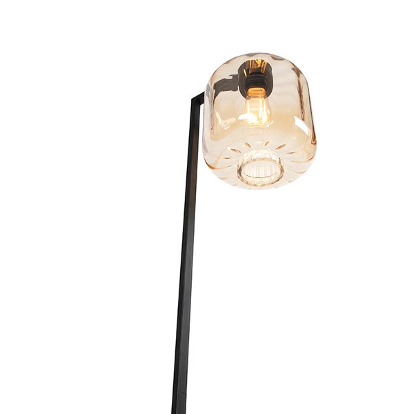 Stehlampe mit braunem Glasschirm