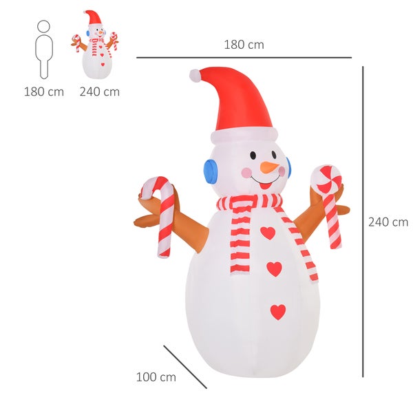 HOMCOM Weihnachtsdeko, 180 x 100 x 240 cm, Polyester, Weiß+Rot