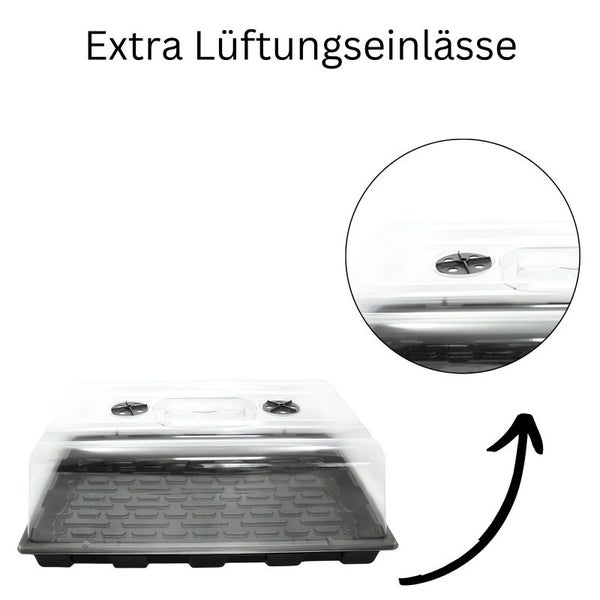 Gewächshaus für Balkon & Zimmer 59x39x24 cm mit Lüftungsschieber – Optimale Pflanzenzucht, Licht & Klima für Gesunde Pflanzen