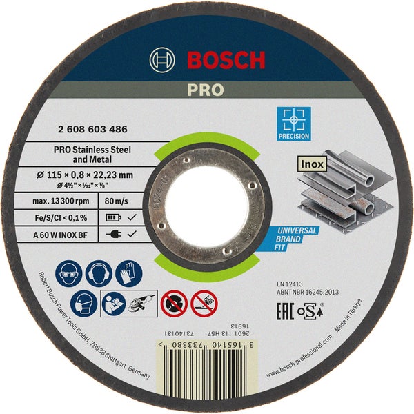 Bosch PRO Stainless Steel and Metal Trennscheibe 115 x 0,8 x 22,23 mm - 2608603486