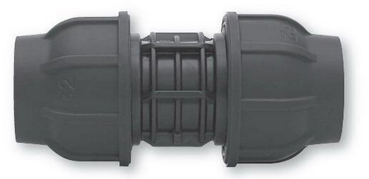 PE-Rohr Kupplung für Wasserleitungen aus Kunststoff.