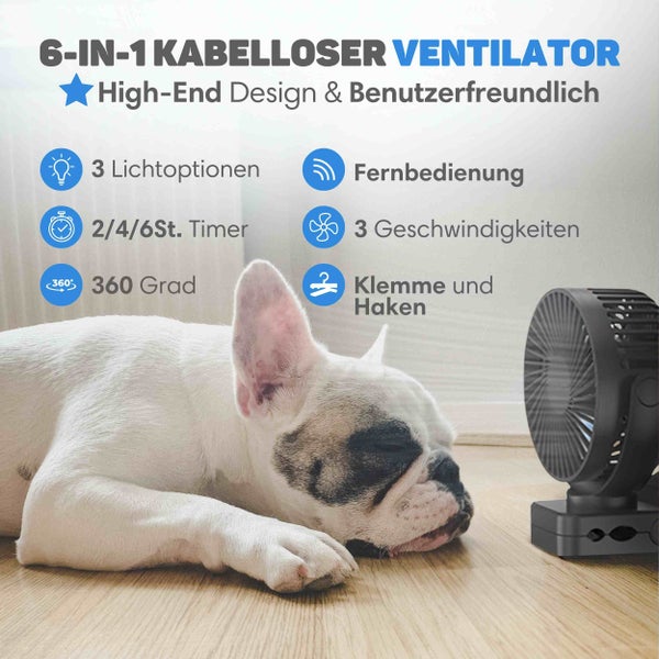 Vulpes Goods Mini Ventilator - Tischventilator - Handventilator - Wiederaufladbar - 3 Geschwindigkeiten - 12000 mAh