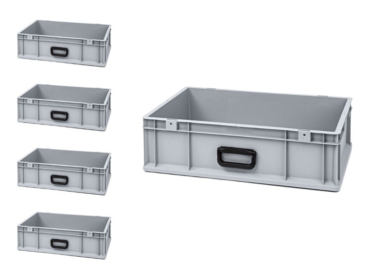 PROREGAL Spar Set 5x Eurobox Nextgen Portable Uno HxBxT 17 x 40 x 60 cm 34 Liter Eurobehälter Transportbox Transportbehälter Stapelbehälter