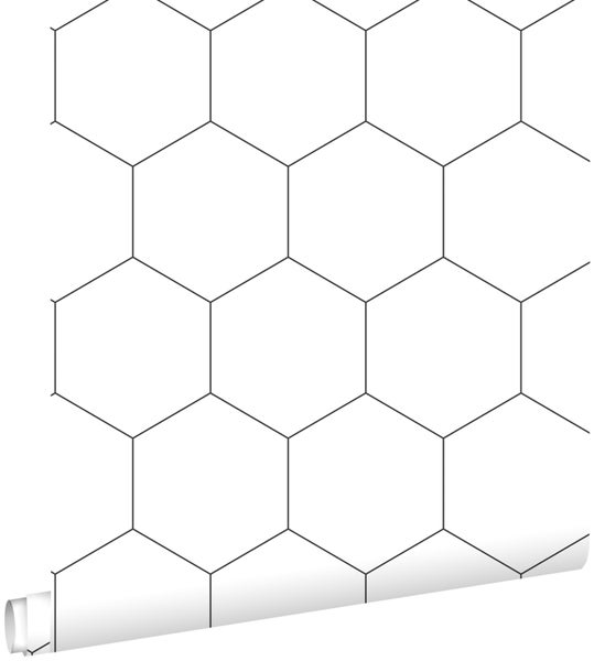 ESTAhome Tapete Wabenmuster Schwarz-Weiß - 53 cm x 10.05 m - 139311