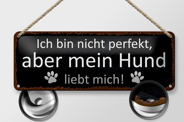 Blechschild Spruch 27x10cm aber mein Hund liebt mich Dekoration