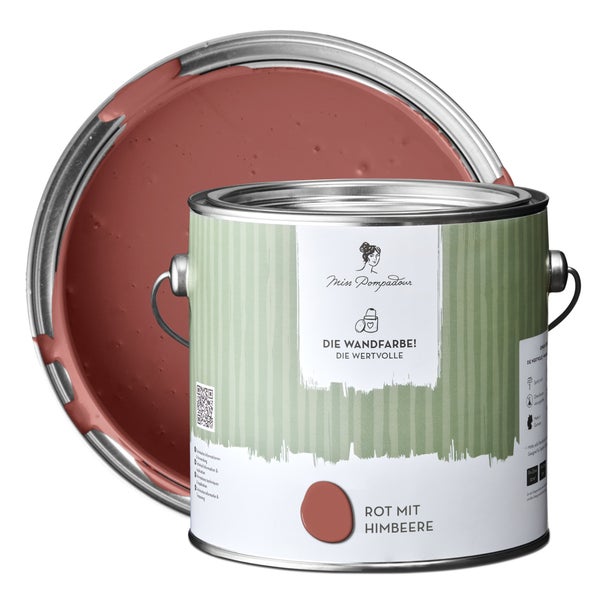 MissPompadour extramatte Wandfarbe 2.5L Rot mit Himbeere - sehr hohe Deckkraft - geruchsneutrale, spritzfreie Farbe - atmungsaktive, wasserbasierte Innenfarbe/Deckenfarbe - Die Wertvolle