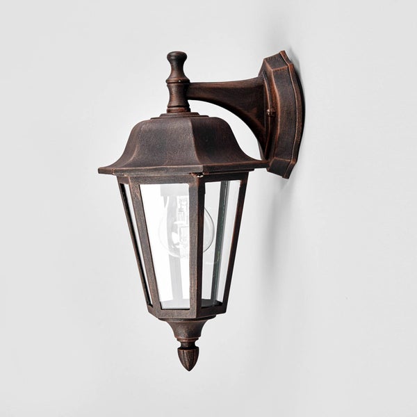 Lindby Wandleuchte außen Lamina (spritzwassergeschützt (Retro, Vintage Antik) in Braun aus Aluminium (1 flammig E27) - Außenwandleuchten Wandlampe Led Außenlampe Outdoor für