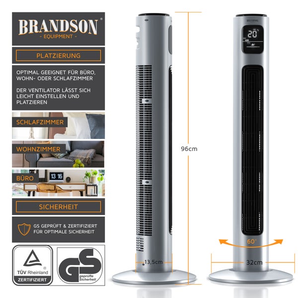 Brandson Turmventilator mit Aufbewahrungsfach für Fernbedienung