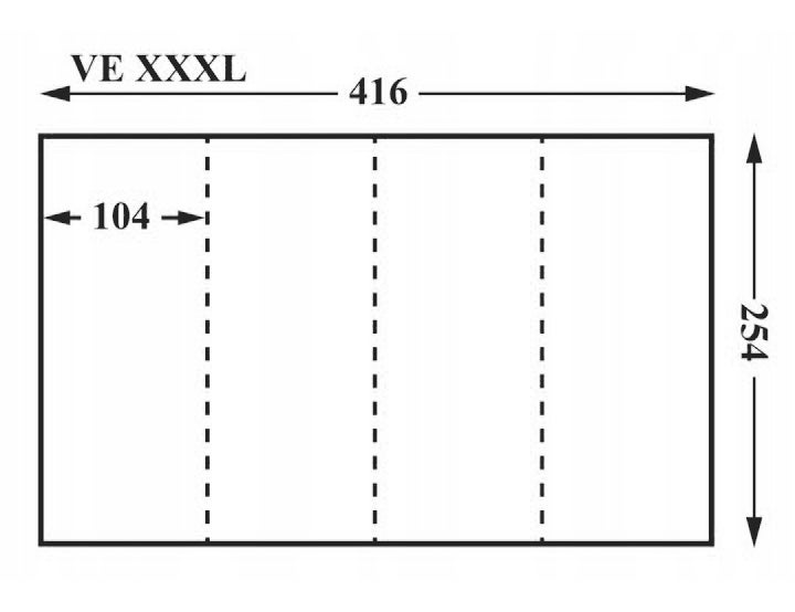 Abmessungen der Verpackungseinheit XXXL: 416 x 254 x 104 Millimeter