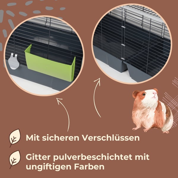 Kaninchenkäfig XXL Indoor Kaninchenstall 160 Meerschweinchen Käfig Hasenkäfig Kaninchenkäfig XXL drinnen draußen Hasenstall inkl. Heuraufe Kleintierkäfig
