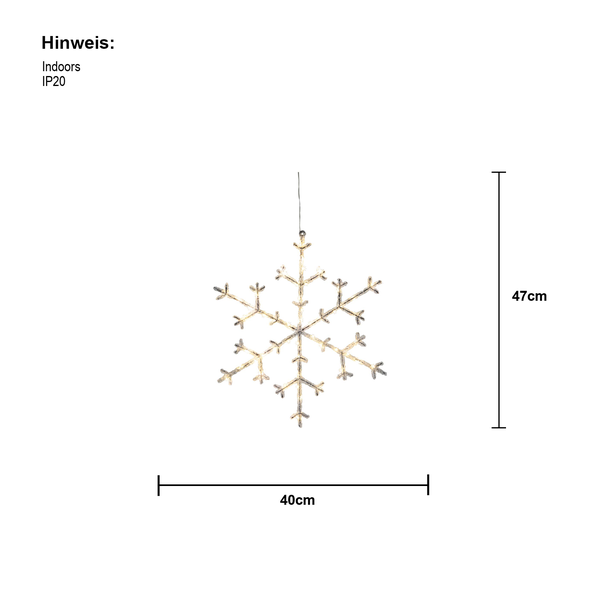 Schneeflocken-Dekoration mit Beleuchtung, 40 x 47 cm, für den Innenbereich