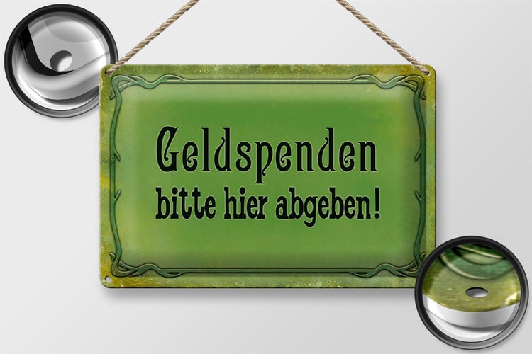 Blechschild Spruch 30x20cm Geldspenden bitte hier abgeben