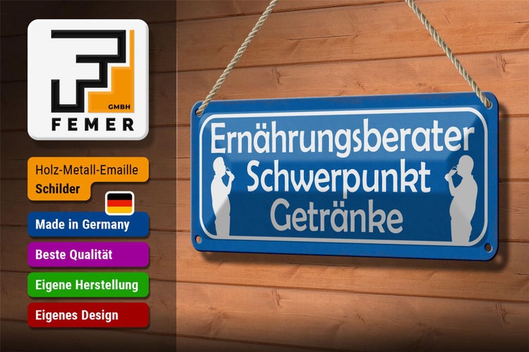 Blechschild Spruch 27x10cm Ernährungsberater Getränke Bier Dekoration