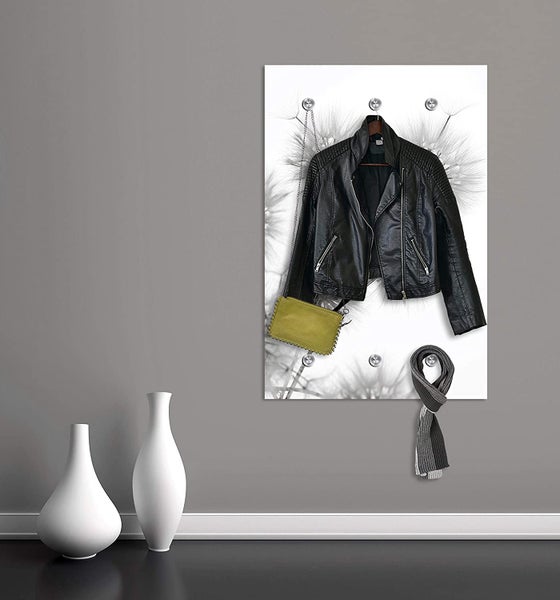 Designer-Garderobe | Wandgarderobe | Flurgarderobe | Garderobenhaken | Garderobenpaneel | Kleiderständer | Kleiderablage | Pusteblume | Blume | Garderobenständer, WR0133 Größe :80x120 cm