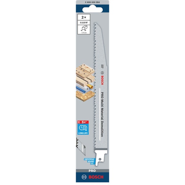 Bosch PRO Multi Material Demolition S1110VF Blatt 1,6 x 22 x 225 mm 2-tlg. - 2608659004
