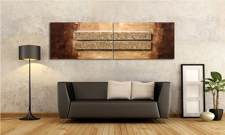 Unser Wandbild -Spinning Silver- 200x60x2 cm handgemaltes Unikat
