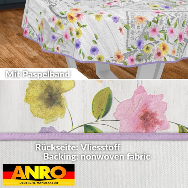 Tischdecke mit Blumenmuster und Paspelband