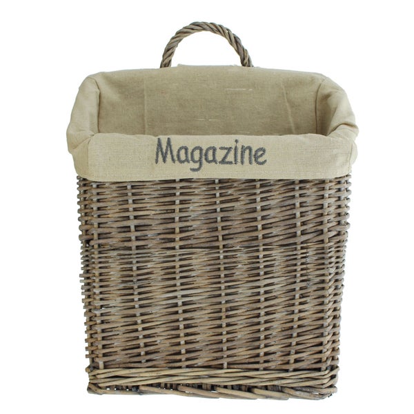 FRANK FLECHTWAREN | Dekokorb Magazine, WEIDE, POLYESTER, BAUMWOLLE, Breite 30 cm, Tiefe 14 cm, GH 45 cm, vordere Höhe 27 cm, hintere Höhe 37 cm