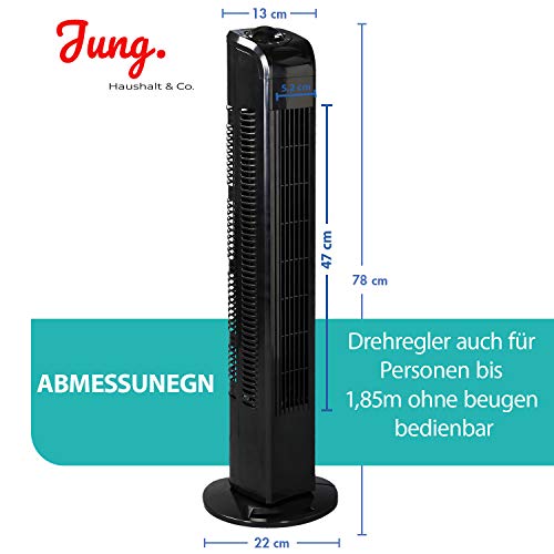 Turmventilator mit Abmessungsangaben