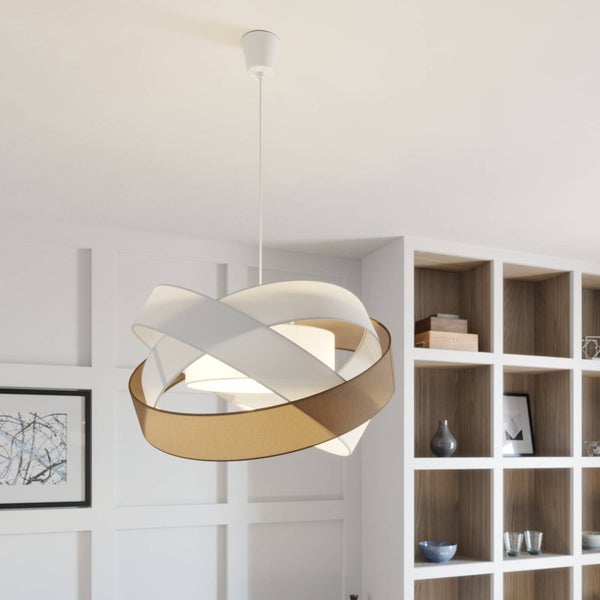 Lindby Pendelleuchte Simaria (Modern) in Braun aus Textil (3 flammig, E27) - Hängeleuchte Esstischlampe Hängelampe Wohnzimmerleuchte