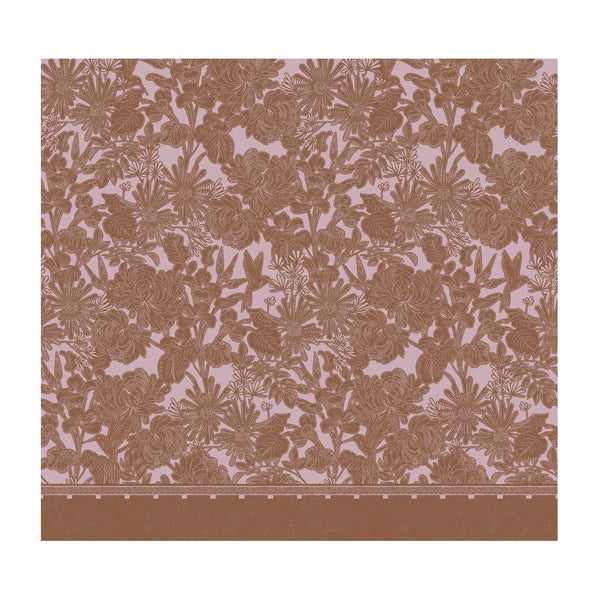 Vliestapete mit floralem Muster und Kolibris, detailliertes Blumenmotiv mit unterer Zierleiste und einfarbigem Abschluss.