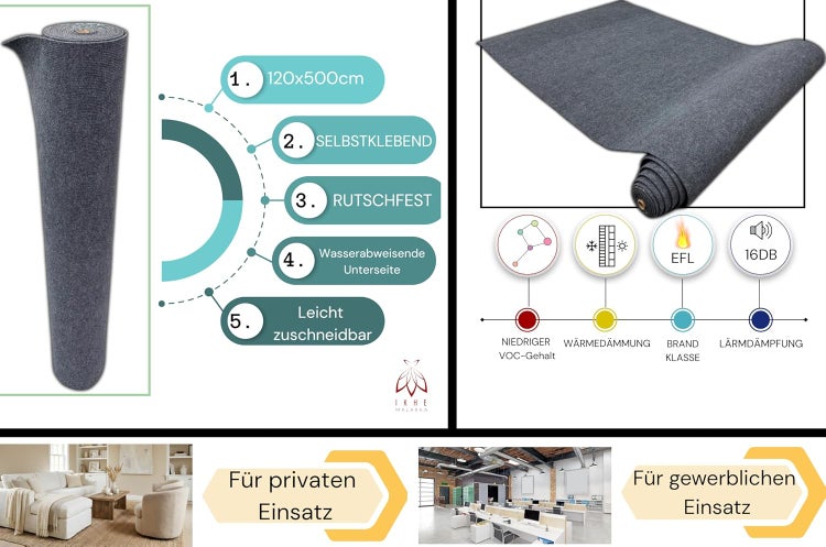 Rolle selbstklebende Antirutschmatte 120x500 cm