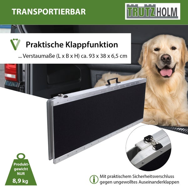 TRUTZHOLM Hunderampe klappbar 215 cm Traglast 180 kg Alu grau schwarz