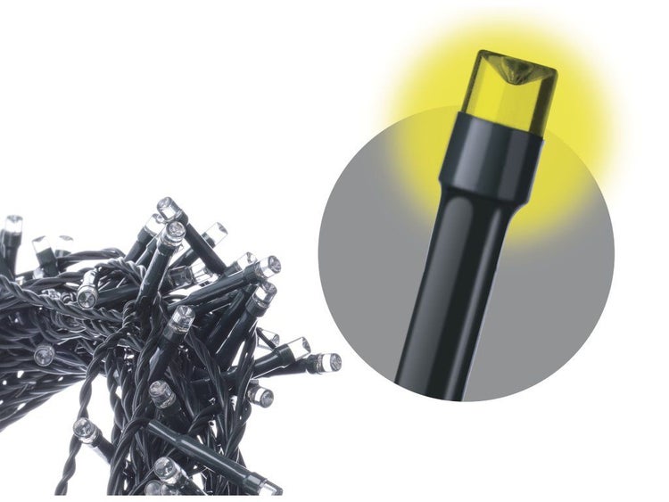 LED Lichterkette für den Innen und Außenbereich mit detailreicher Ansicht einer einzelnen leuchtenden LED