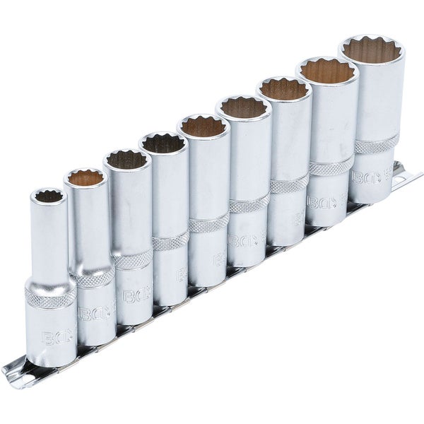 BGS Steckschlüssel-Einsatz-Satz Zwölfkant, tief Antrieb Innenvierkant 12,5 mm (1/2) SW 10 - 24 mm 9tlg. - 5253