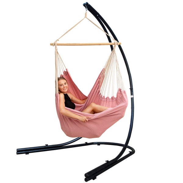 XXL Hängesessel Relaxsessel 185x130cm in Rosa + 210cm Gestell