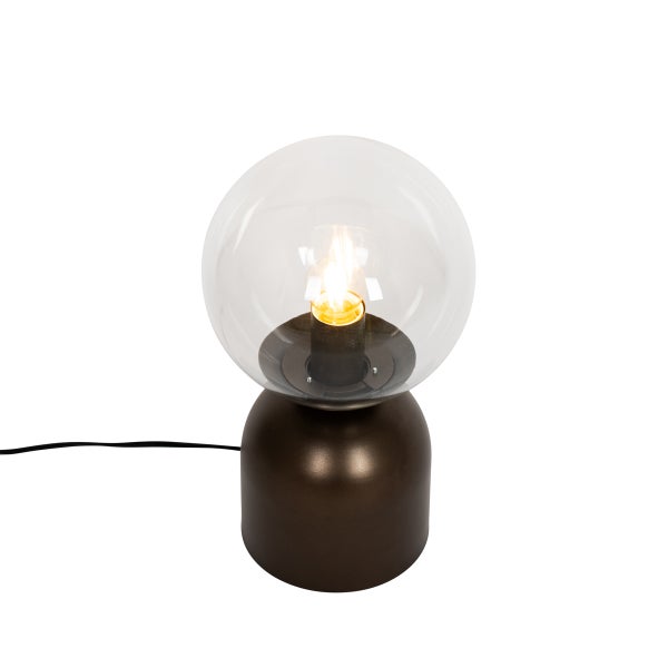 Tischleuchte mit transparentem Glaskugelschirm und Leuchtmittel