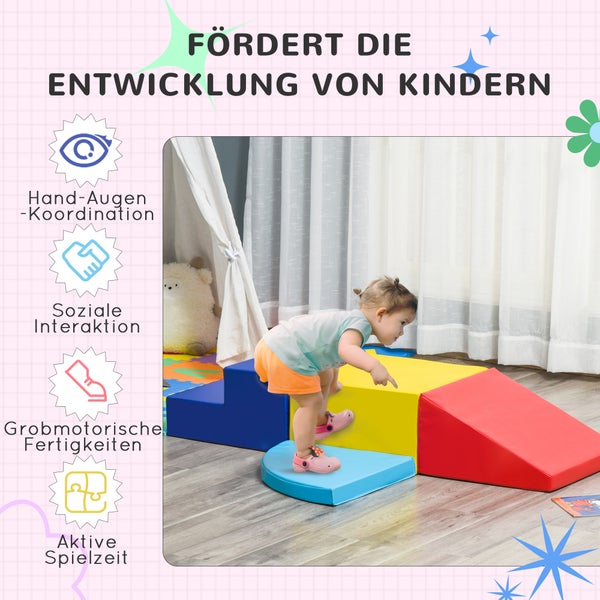 HOMCOM Schaumstoffbausteine, 45L x 45B x 25H cm, Kunstleder, EPE-Schaum, Blau