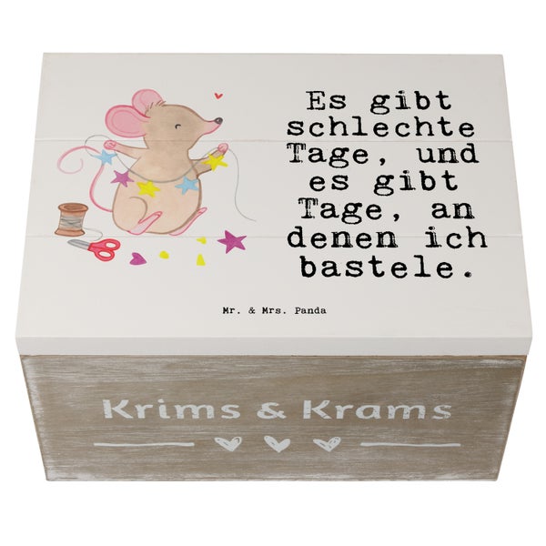 Mr. & Mrs. Panda 25 x 18 cm Holzkiste Maus Basteln - Weiß