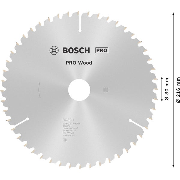 Bosch Pro Holzsägeblatt, 216 Millimeter Durchmesser