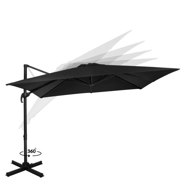 VONROC Sonnenschirm Pisogne 300x300cm - Freischwingender Sonnenschirm | Anthrazit/Schwarz