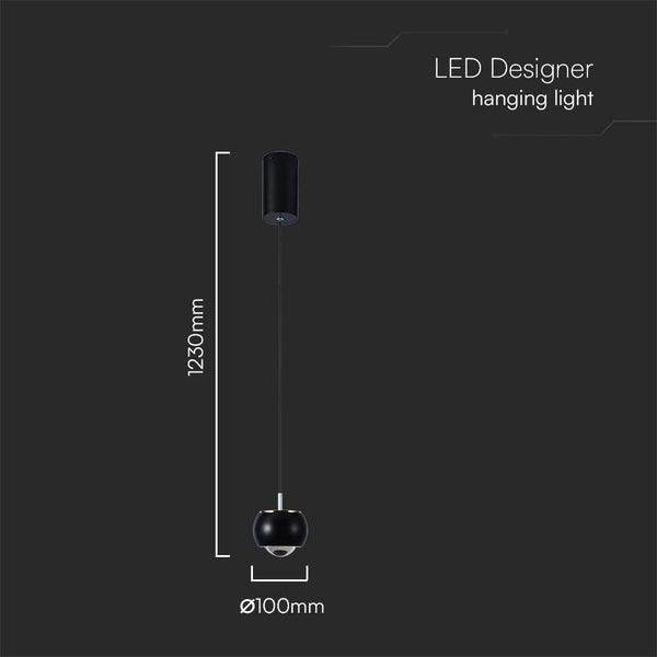 LED Designer Hängelampe mit den Maßen 1230 mm Länge und 100 mm Durchmesser.