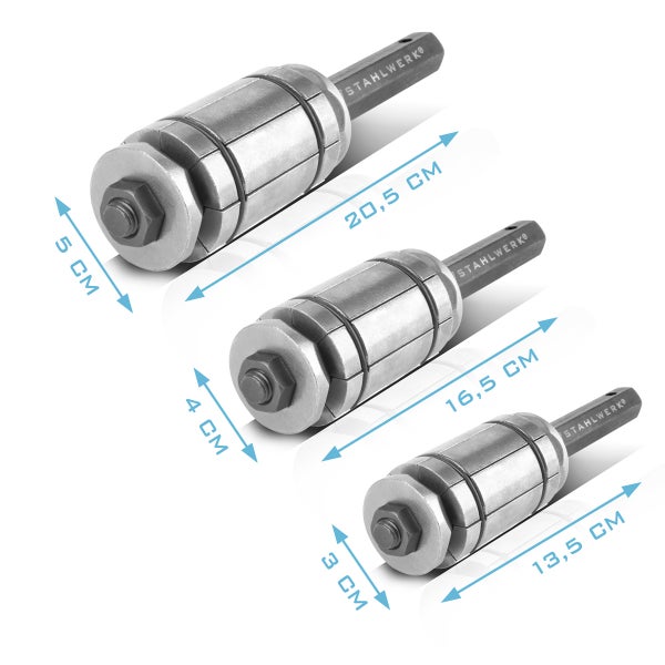 Rohrweiter Set 29-89 mm 3-teiliger Auspuff Rohraufweiter, Rohrspreizer