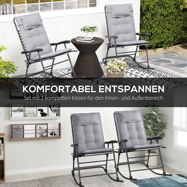 Outsunny 2er Set Auflage für Sonnenliege Wasserabweisend Liegenauflage für Gartenliege Polsterauflage für Strandliege Liegestuhl Kissen Polster für Gartenmöbel Auflagen 50x116x5 cm, Hellgrau