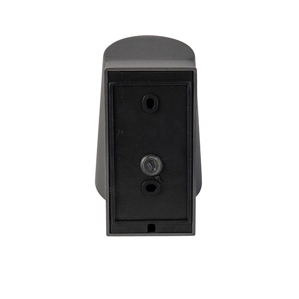 Rückseite einer Wandleuchte zur Montage aus Kunststoff und Metall mit Befestigungslöchern.